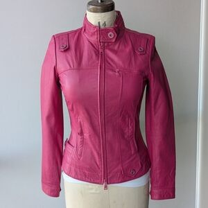 Danier Barbie Pink Leather Moto Jacket